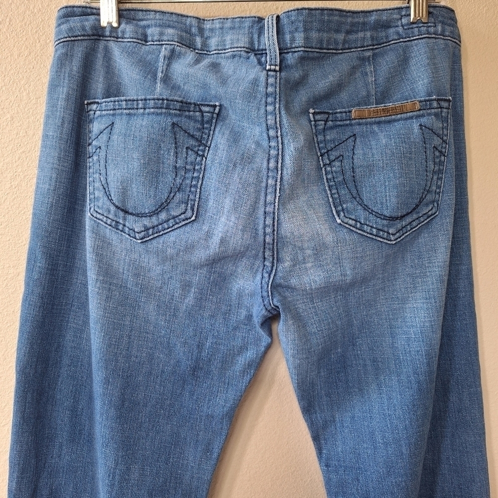 Y2K True Religion Womens Mid Rise Slim Thigh Flare Jeans Size 31x35 - Picture 8 of 10